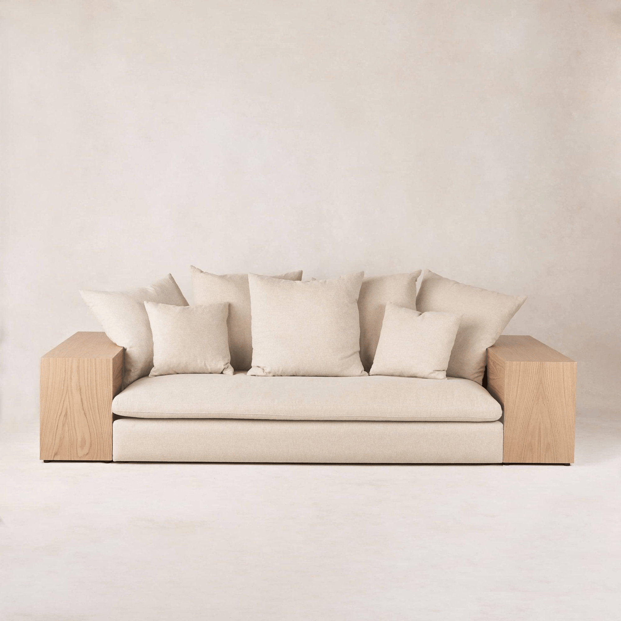 Topa Topa sofa with solid wood sides and neutral linen upholstery