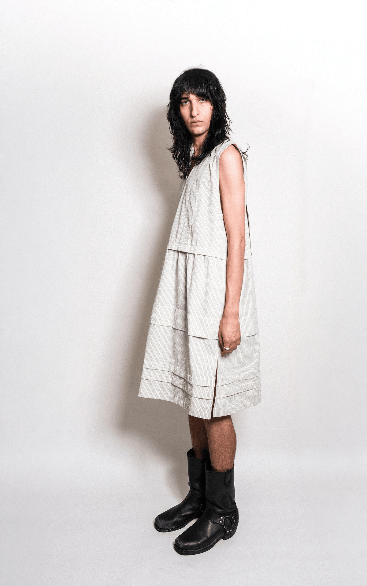 Tuck Dress in Seersucker