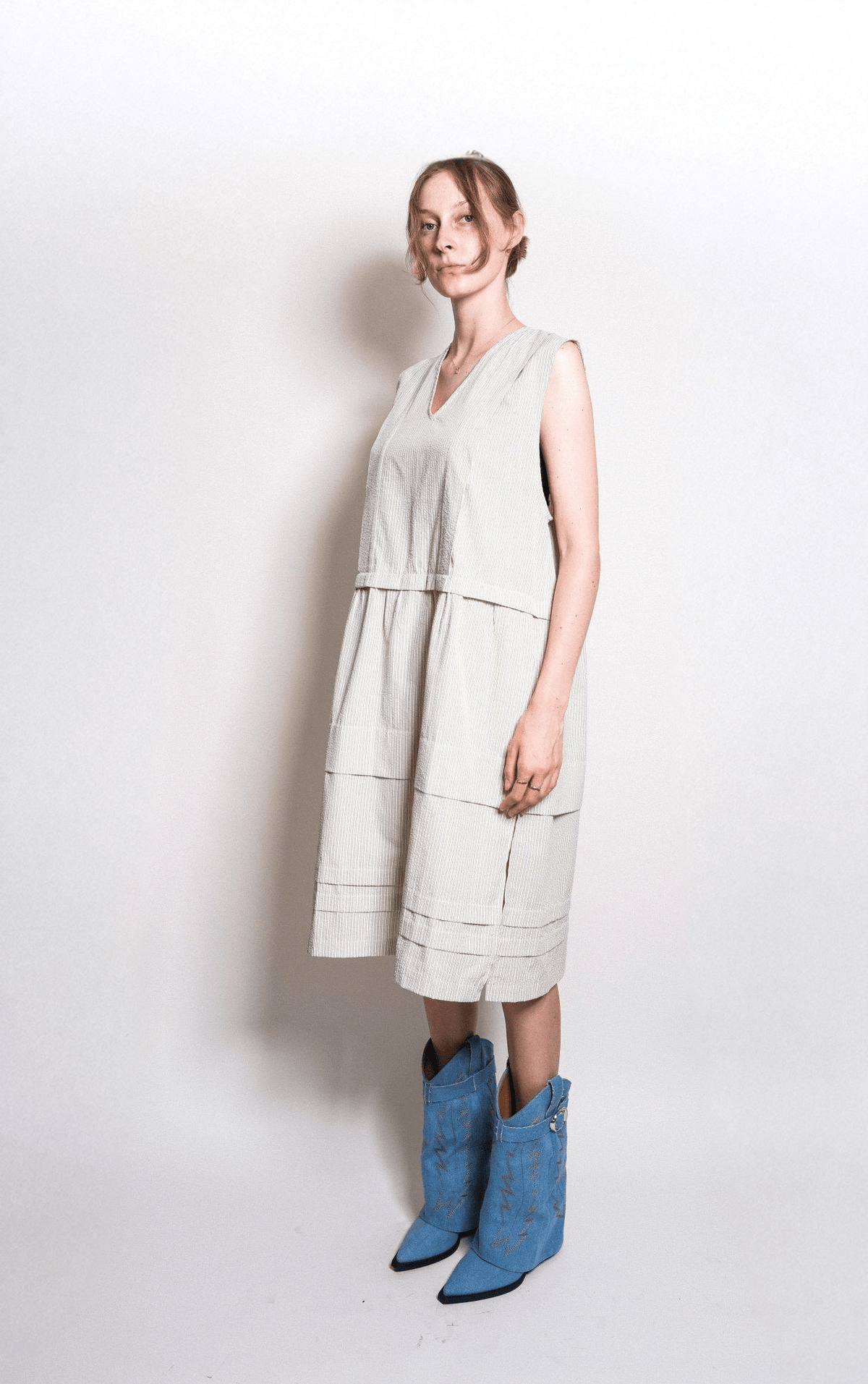 Tuck Dress in Seersucker