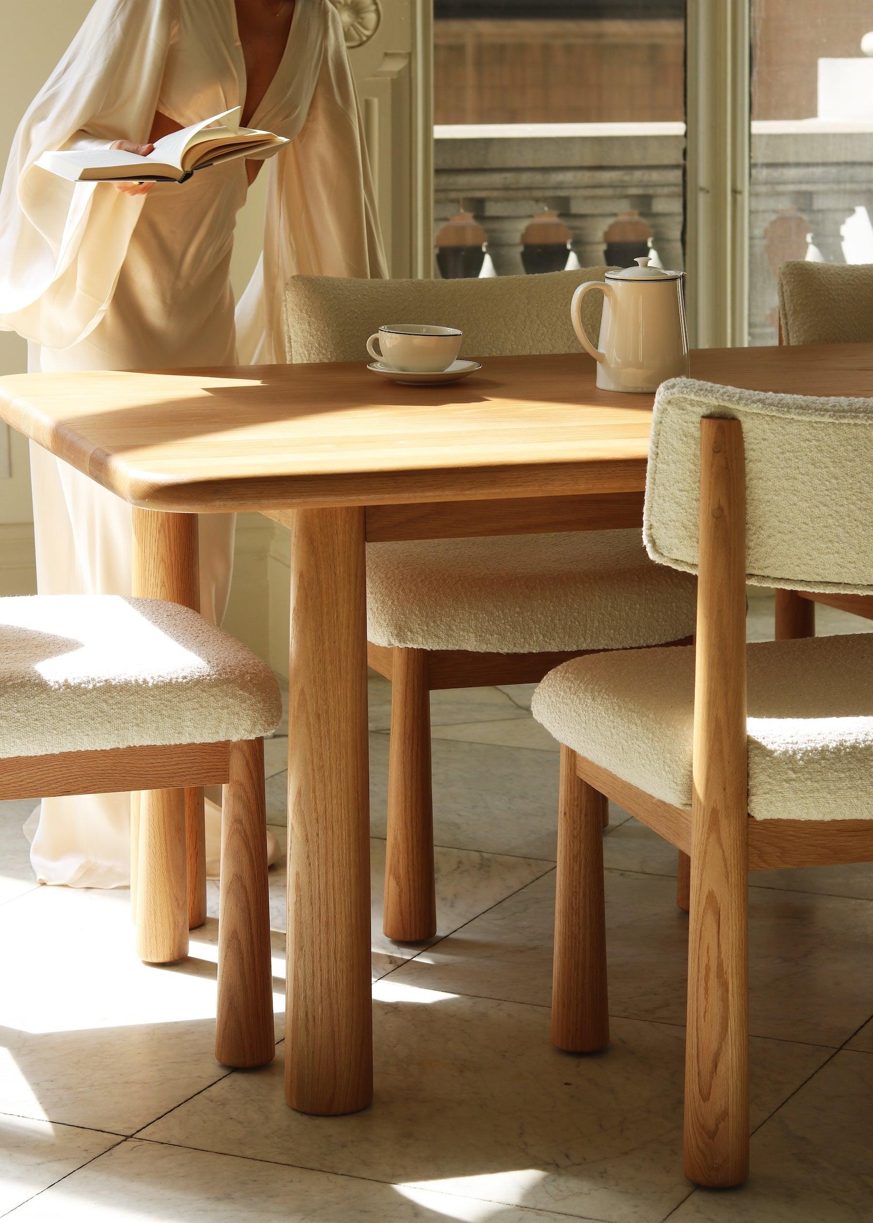 Charlie dining chairs styled around solid wood dining table