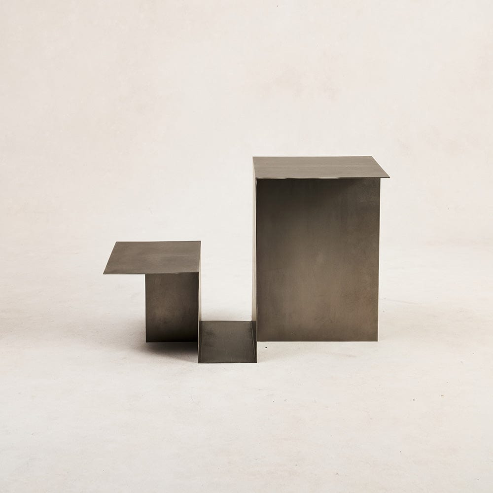 Modern minimalist Valley Side Table in brushed stainless steel