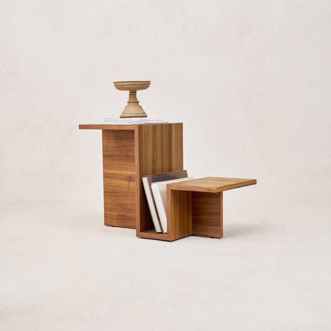 Valley Side Table in Walnut | Japandi Sculptural Accent Table