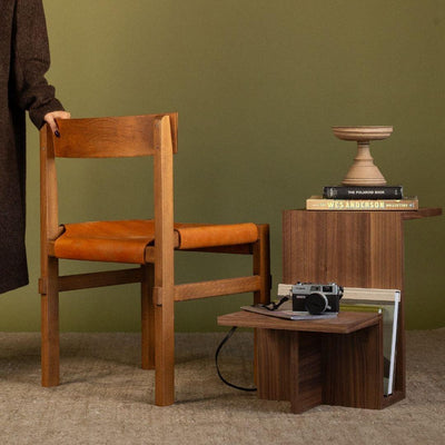 Organic-shaped walnut end table with smooth rounded edges