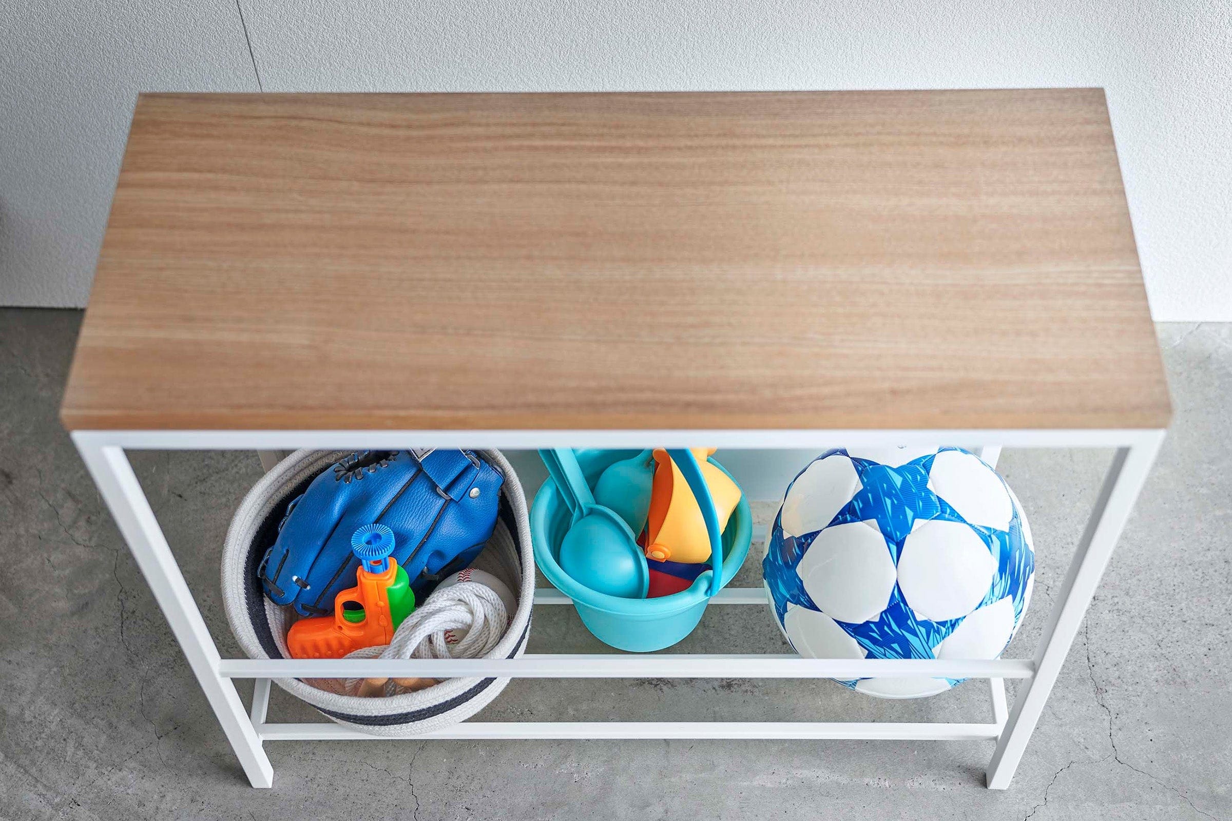 Entryway Storage Organizer & Bench (18" H)  - Steel + Wood