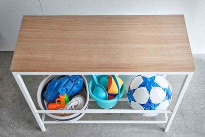 Entryway Storage Organizer & Bench (18" H)  - Steel + Wood