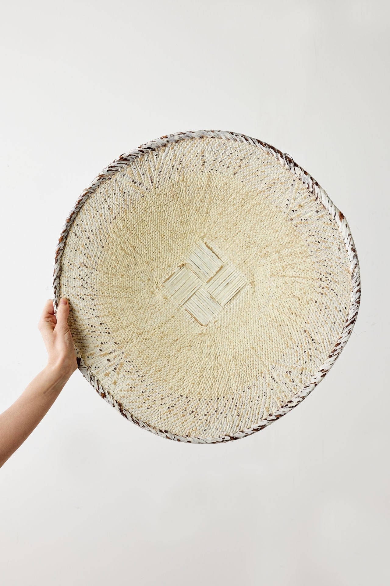 White Washed Handwoven Wall Basket