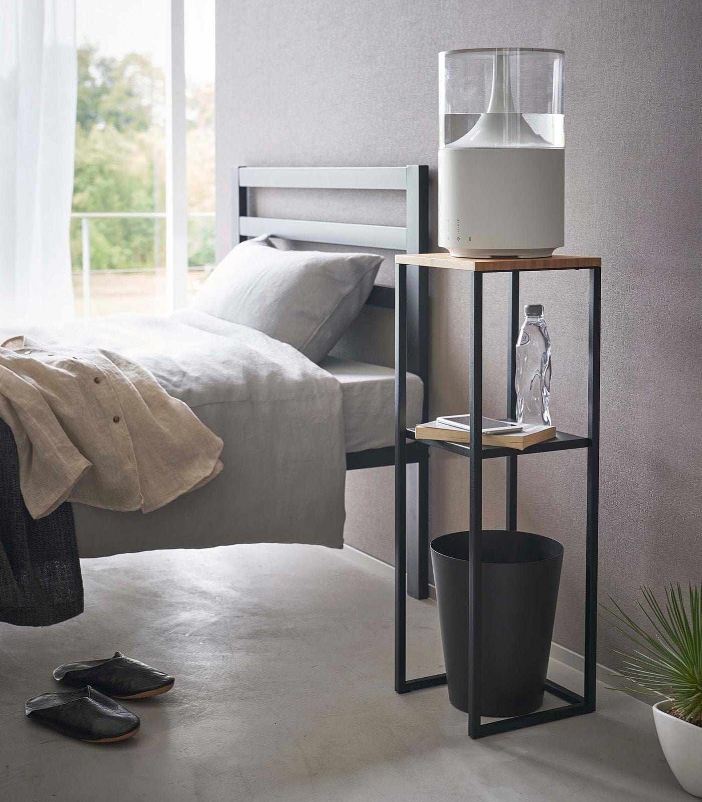Two-Tier Display & Storage Shelf (31.5" H)  - Steel + Wood