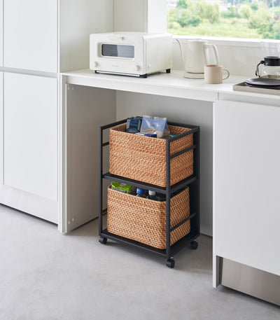 Two-Tier Hideaway Storage Cart (24" H)  - Steel