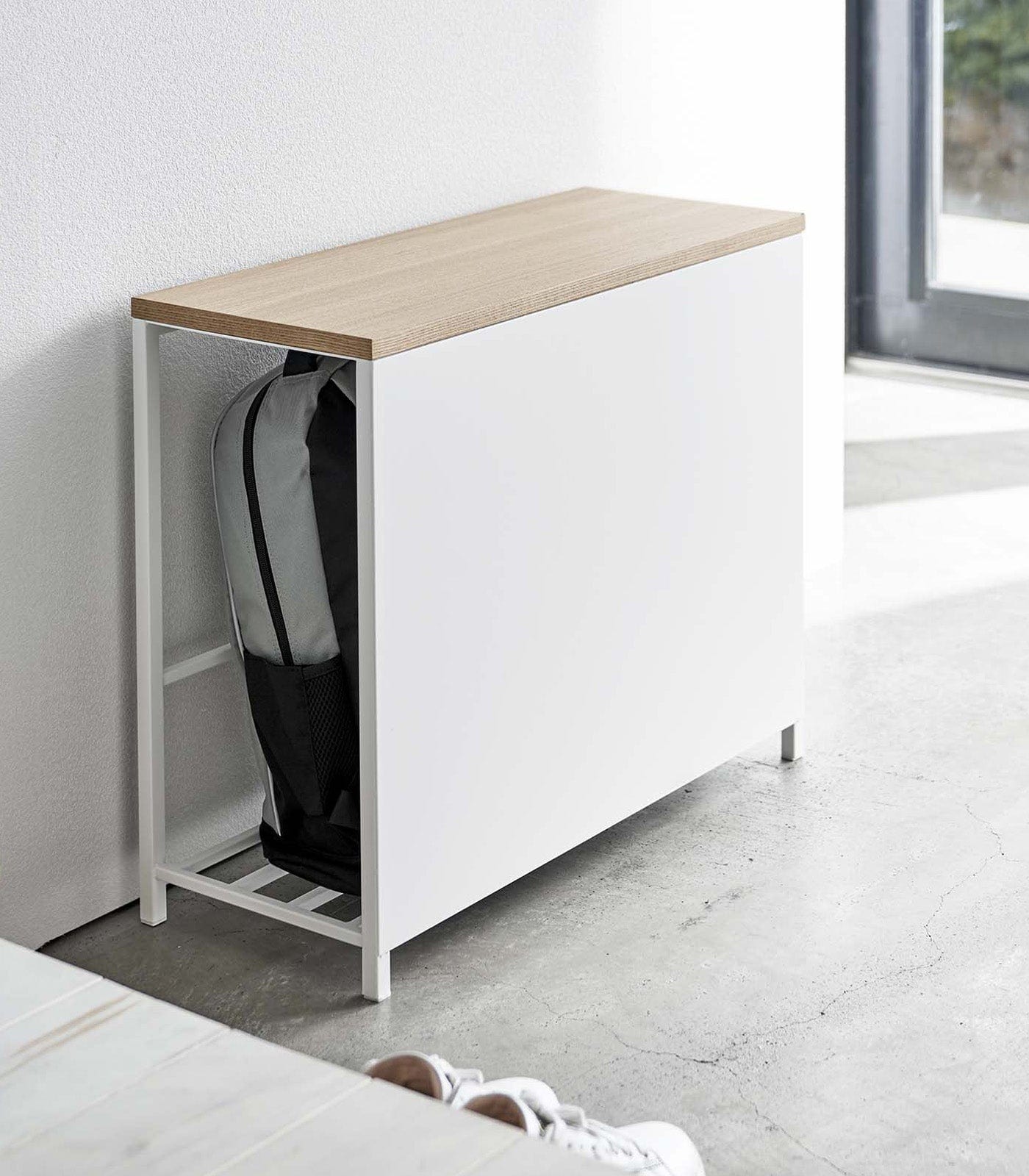 Entryway Storage Organizer & Bench (18" H)  - Steel + Wood