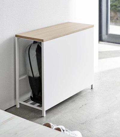 Entryway Storage Organizer & Bench (18" H)  - Steel + Wood